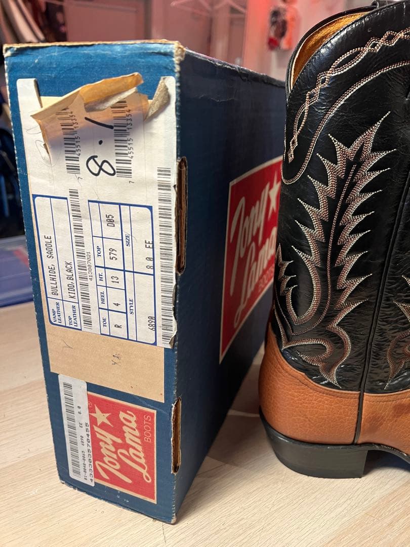Tony Lama ウエスタンブーツ ブラウン/ブラック8 新品、箱付き