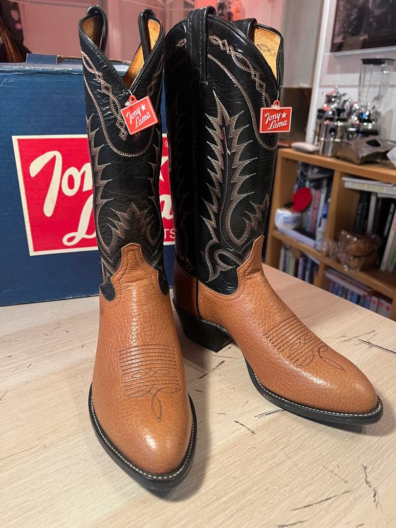 Tony Lama ウエスタンブーツ ブラウン/ブラック8 新品、箱付き