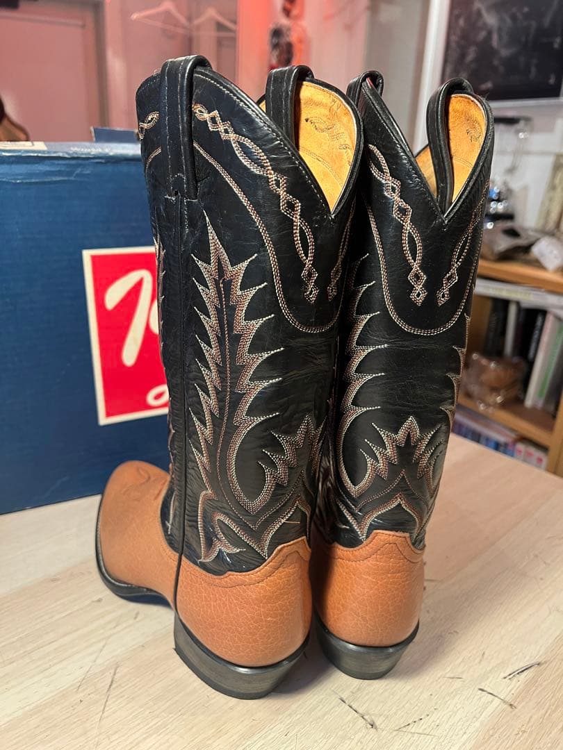 Tony Lama ウエスタンブーツ ブラウン/ブラック8 新品、箱付き