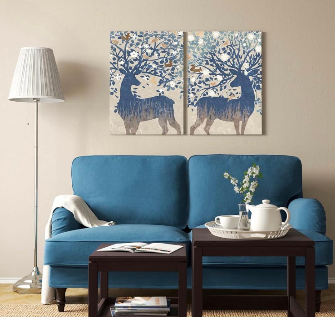 IKEA PJÄTTERYD イケア 絵 50x70cm アートパネル 鹿 2枚