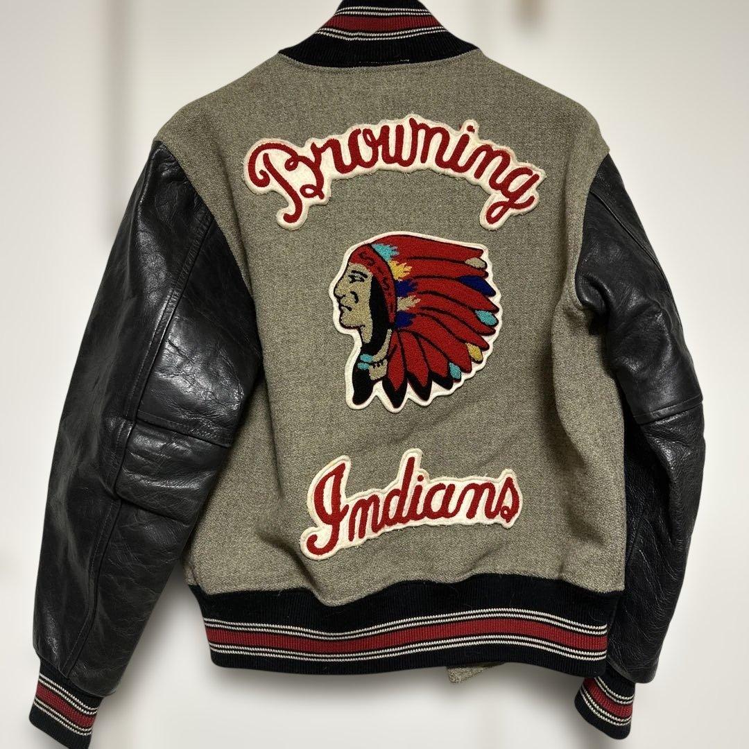 Warehouse スタジャン 38 袖革 ホースハイド