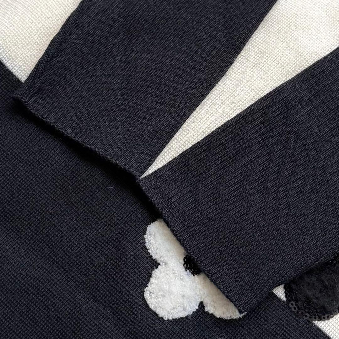 極美品☆エムズグレイシー ワンピース 花柄 ボーダー スパンコール ウール 40