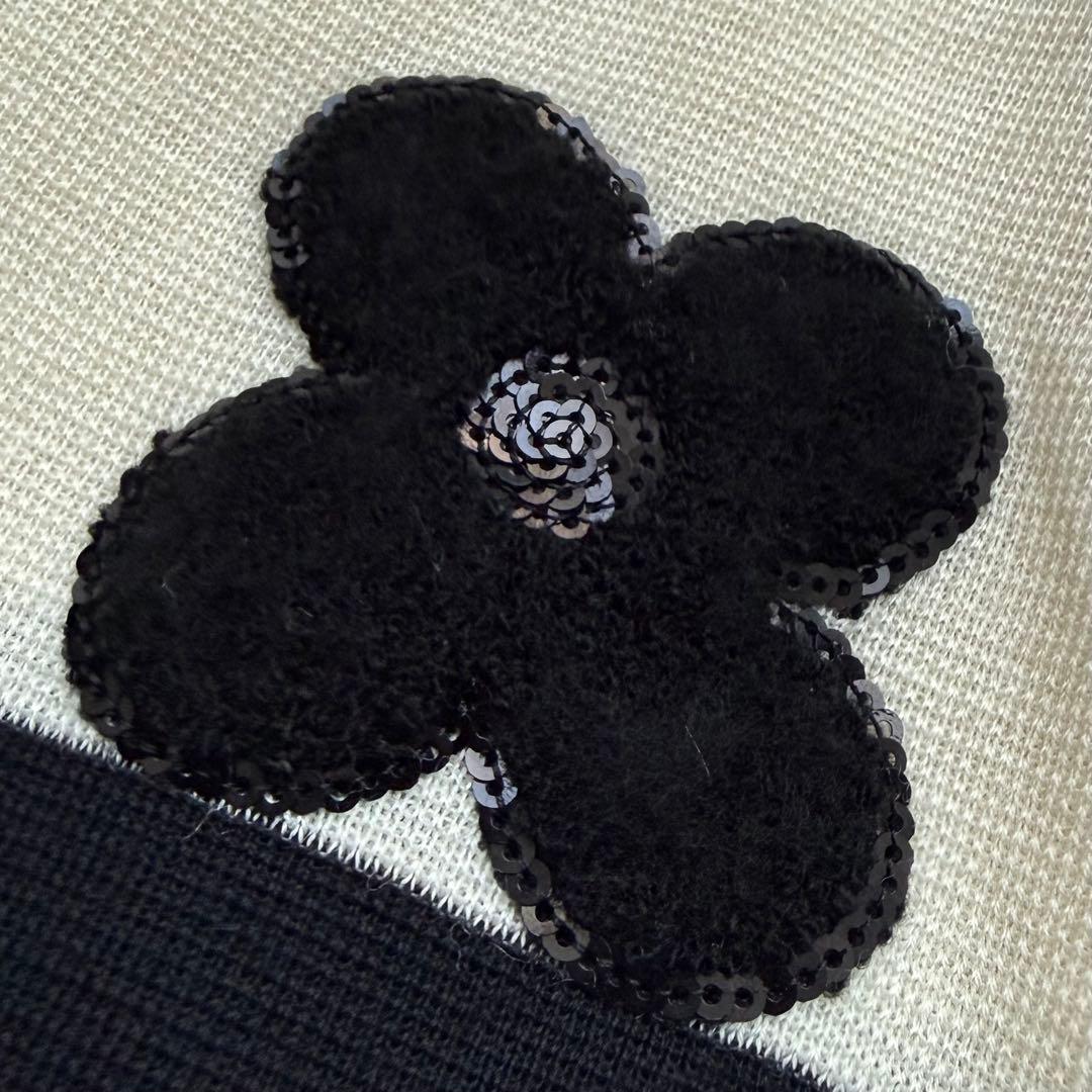 極美品☆エムズグレイシー ワンピース 花柄 ボーダー スパンコール ウール 40