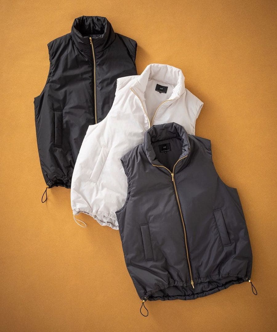 美品 23区 近年モデル 洗える 中綿 パティング ベスト 38 グレー