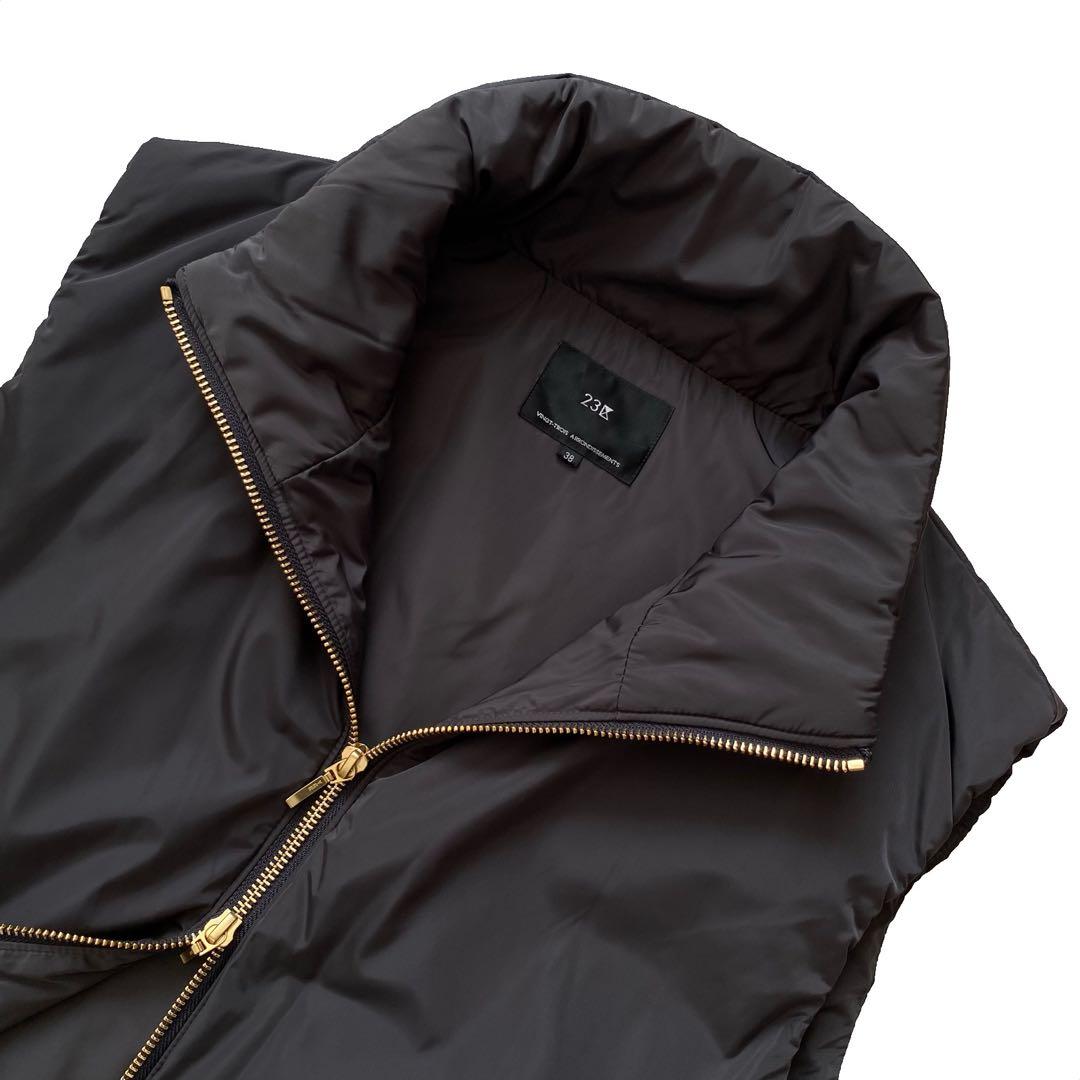 美品 23区 近年モデル 洗える 中綿 パティング ベスト 38 グレー