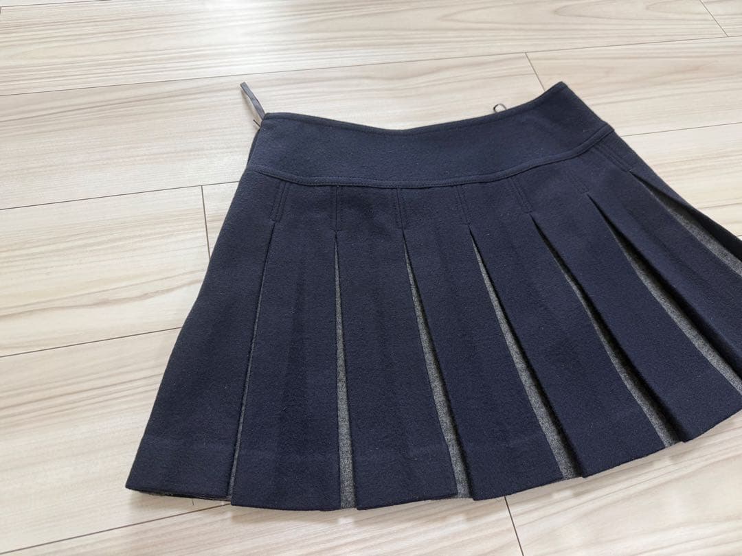 バーバリーブルーレーベル プリーツスカート 36 ネイビー 三陽商会
