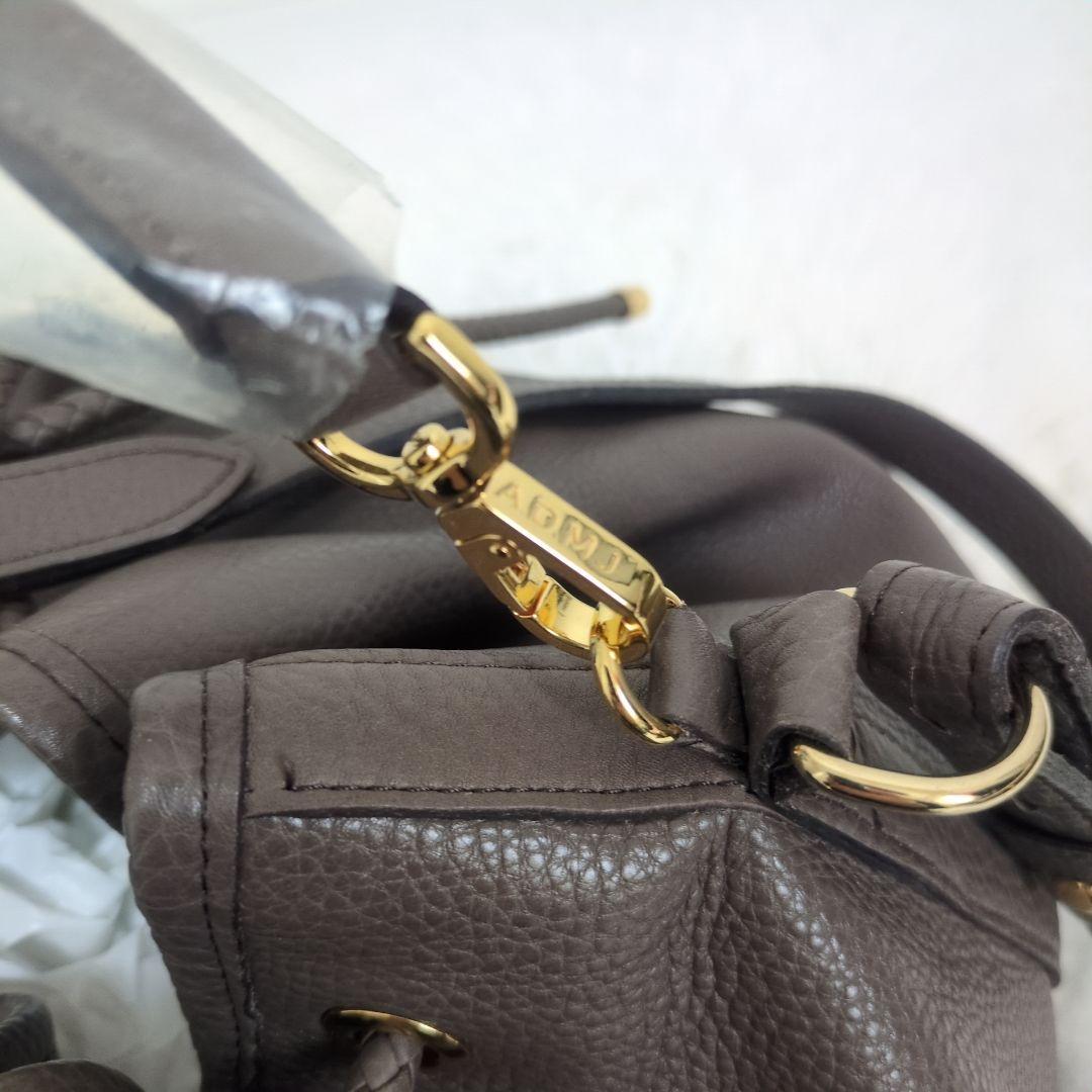 タグ付き　ADMJ 大きめ 巾着 3way ショルダーバッグ モカグレージュ