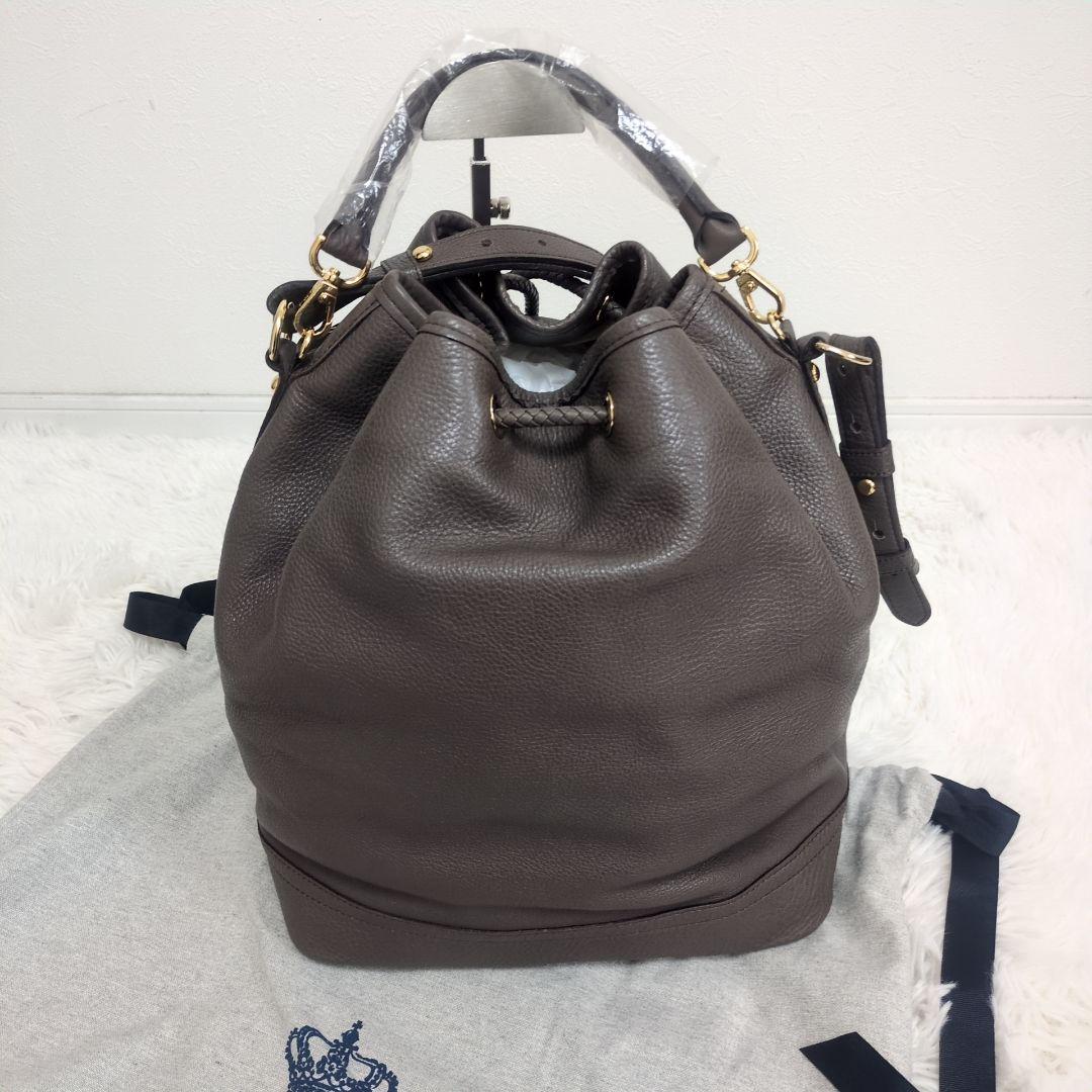 タグ付き　ADMJ 大きめ 巾着 3way ショルダーバッグ モカグレージュ