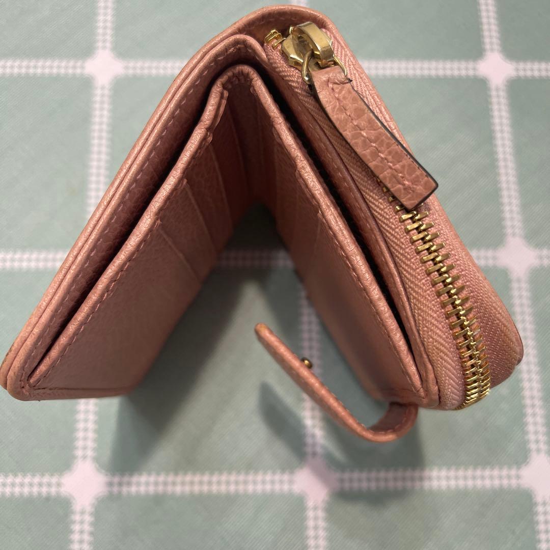 GUCCI GGキャンバス 二つ折り財布 ベージュ/ピンク