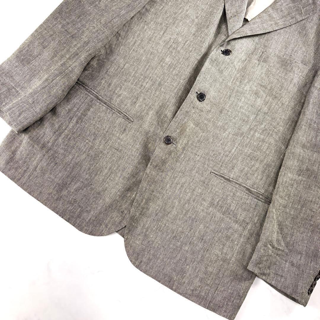 ポロラルフローレン リネン混 段返り テーラードJK 3B 大きい チャコール