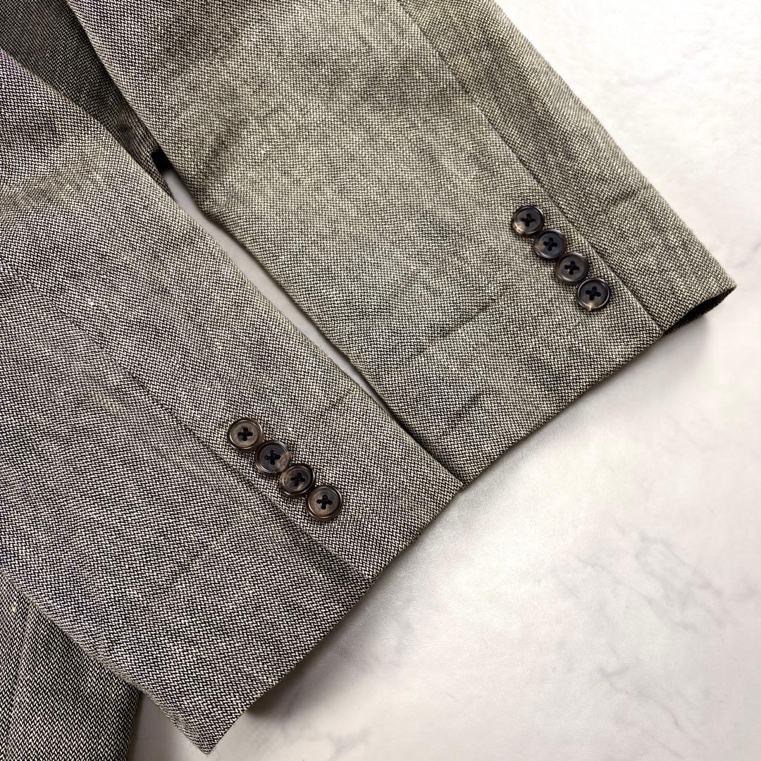 ポロラルフローレン リネン混 段返り テーラードJK 3B 大きい チャコール