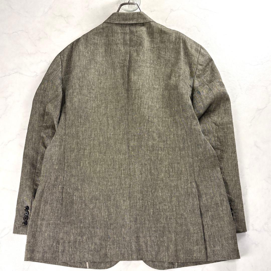 ポロラルフローレン リネン混 段返り テーラードJK 3B 大きい チャコール
