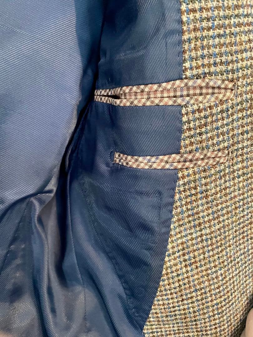 ハリスツイード　ジャケット　ブラウンチェックツイード　高級美品サイズAB5