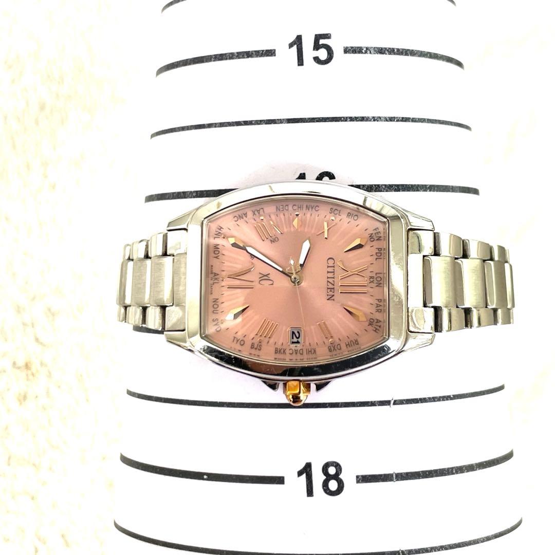美品❣シチズンクロスシーｘC　ピンク文字盤 希少なトノー型ハッピーフライト　稼働