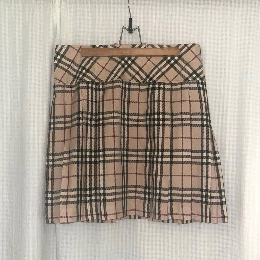 バーバリーブルーレーベル ノバチェック プリーツスカート ミニ