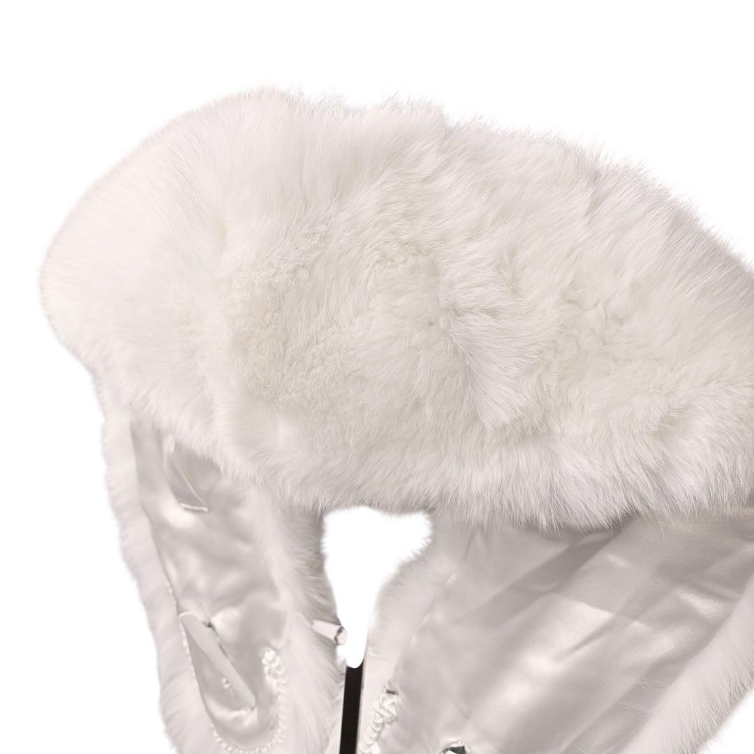 未使用級 大判 サガ フォックス 高級 ファー ショール 白 成人式 120㎝