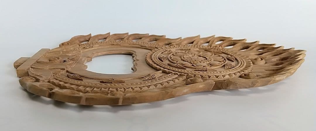 光背(3.5寸坐像用)#429 透し彫 火焔 ◆白檀 木彫 仏像付属品