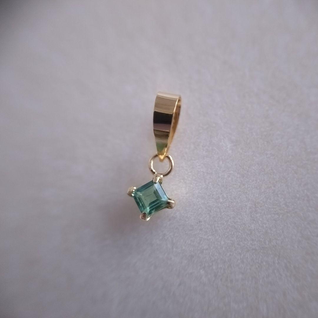 K18　YG　パライバトルマリン　ネオン ブルーグリーン　ペンダントトップ