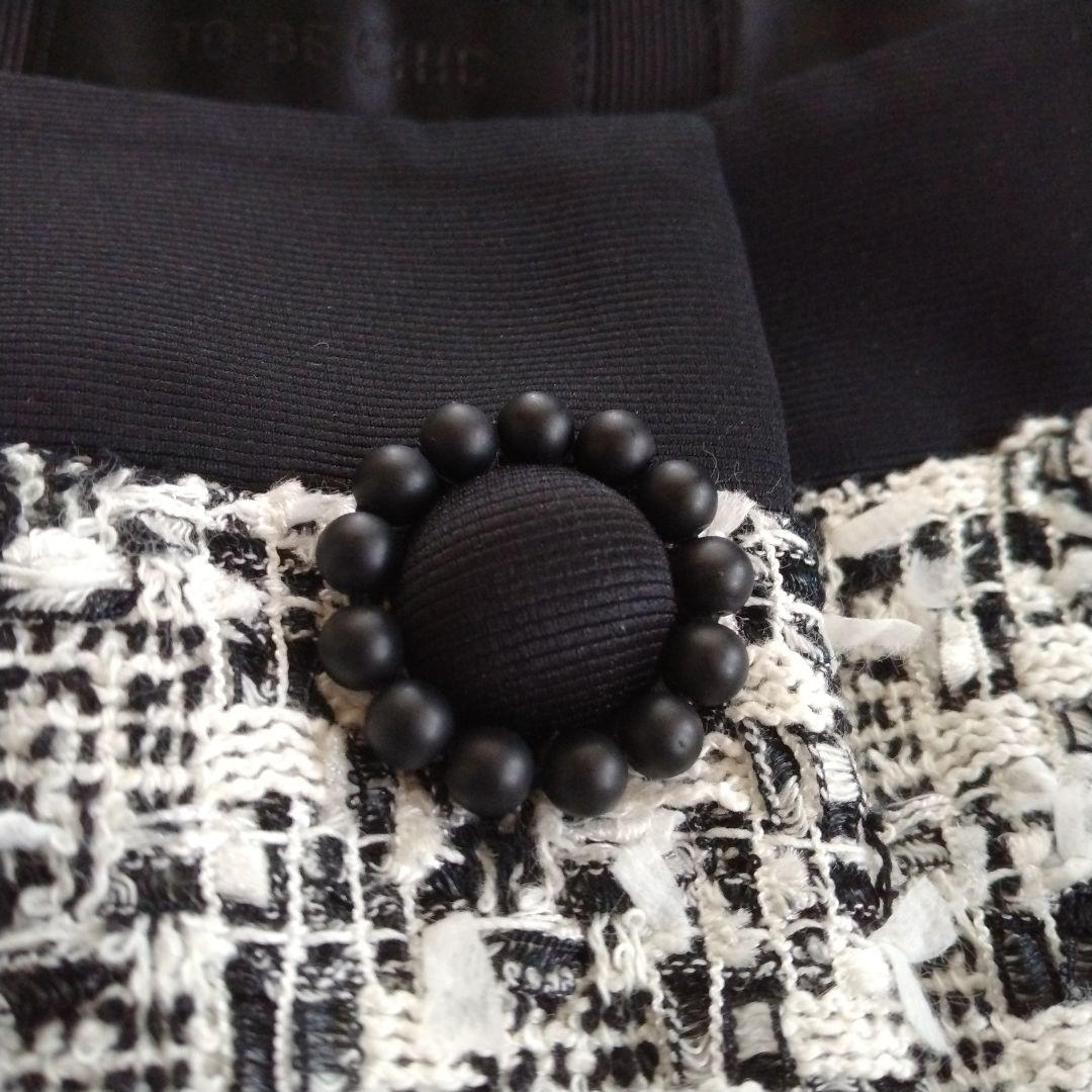 【トゥービーシック】未使用 大きいサイズ 42 ノーカラー ツイード ジャケット