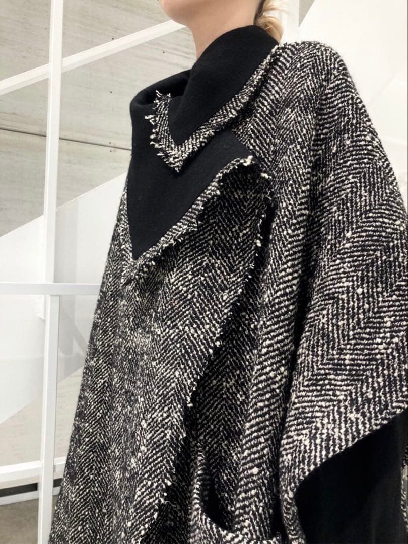 2022aw ヨウジヤマモト ワイズ y's 変形アシンメトリー ポンチョコート