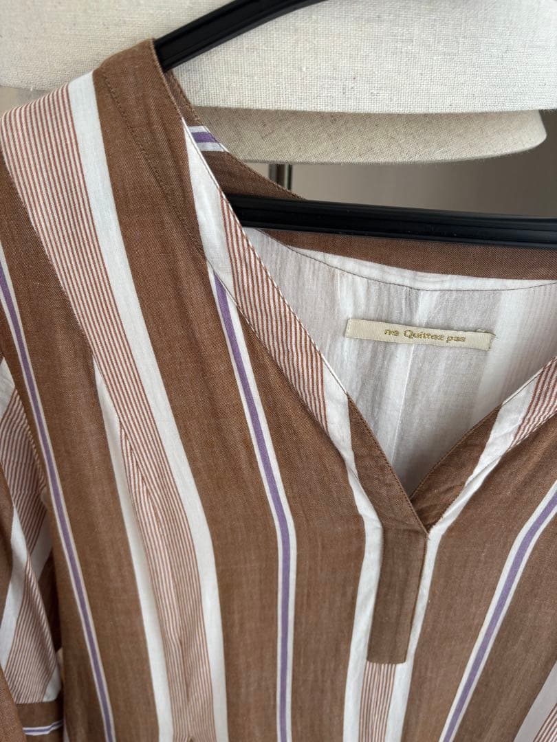 ヌキテパ◇Cotton Voile Stripe Panel Dress◇