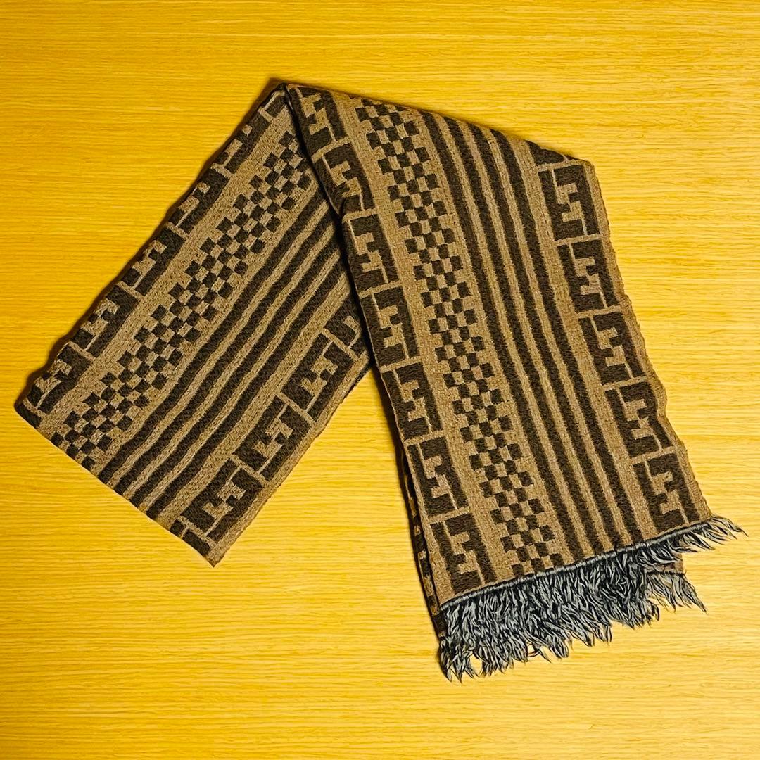 【新品・未使用】FENDI ズッカ柄 ウールマフラー マルチカラー リバーシブル