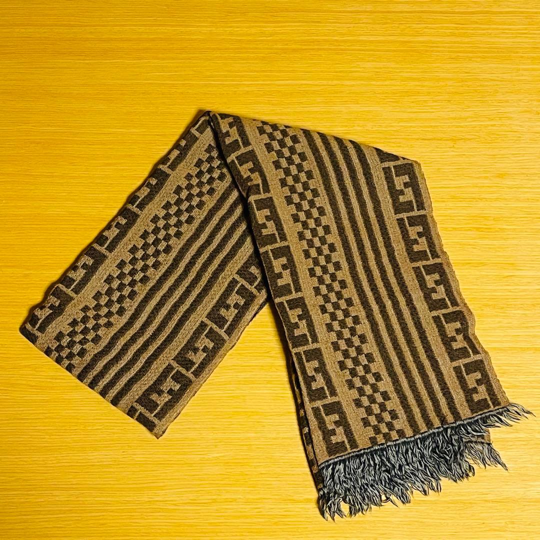 【新品・未使用】FENDI ズッカ柄 ウールマフラー マルチカラー リバーシブル