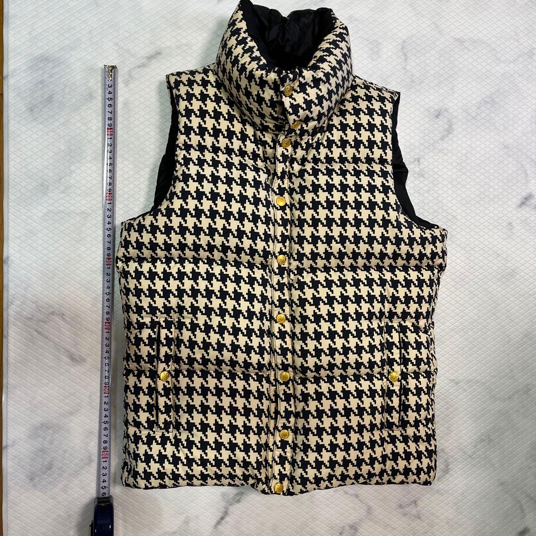 ダウンベスト美品Dress Canp ドレスキャンプ千鳥格子ベージュ黒M