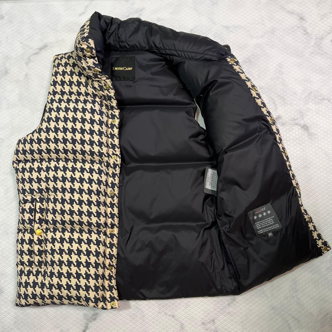 ダウンベスト美品Dress Canp ドレスキャンプ千鳥格子ベージュ黒M