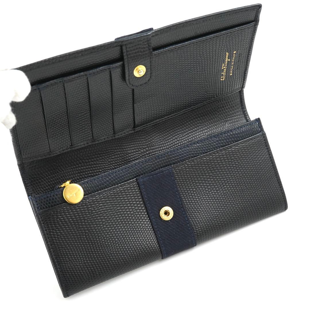 ✨未使用展示品・箱付き✨　Ferragamo 長財布　ヴァラリボン　リザード