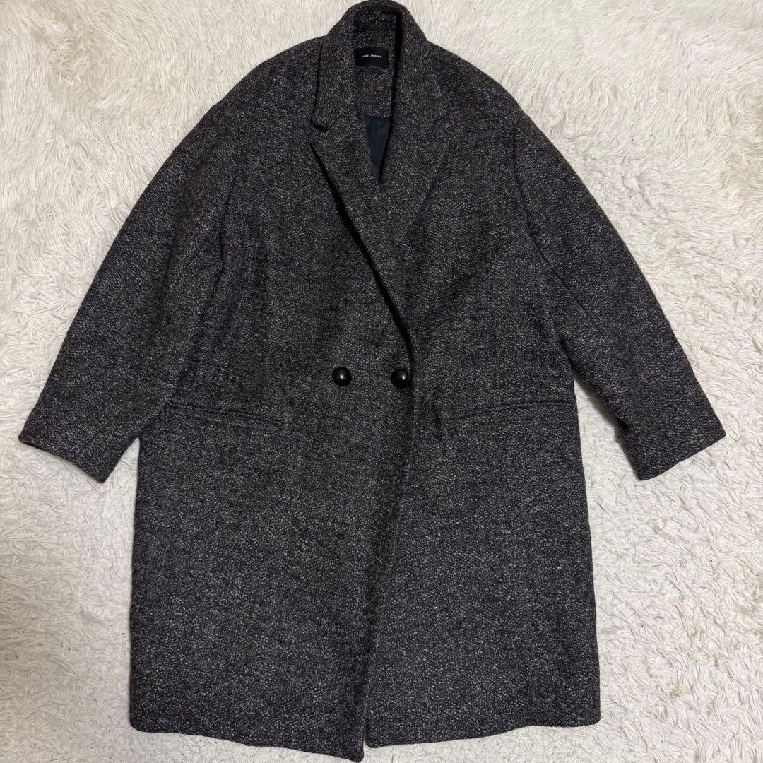 近年極美品　イザベルマラン　ツイードチェスターコート　くるみボタンオーバーサイズ