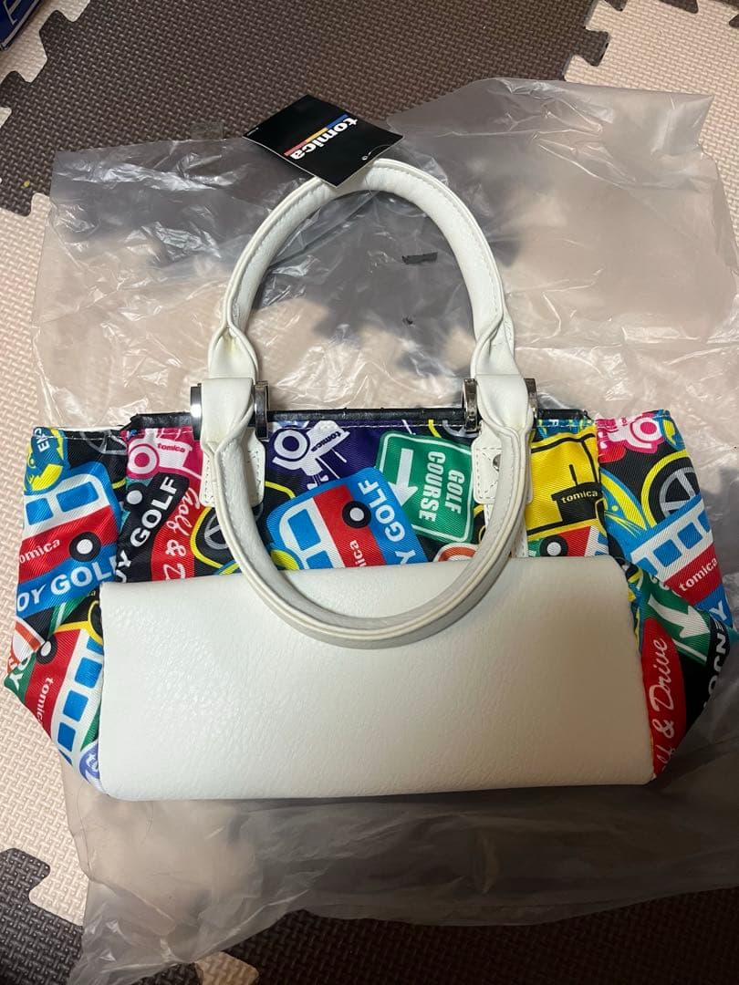 トミカゴルフ新品訳ありホワイトカラフルゴルフバッグ小w32×D12×H19