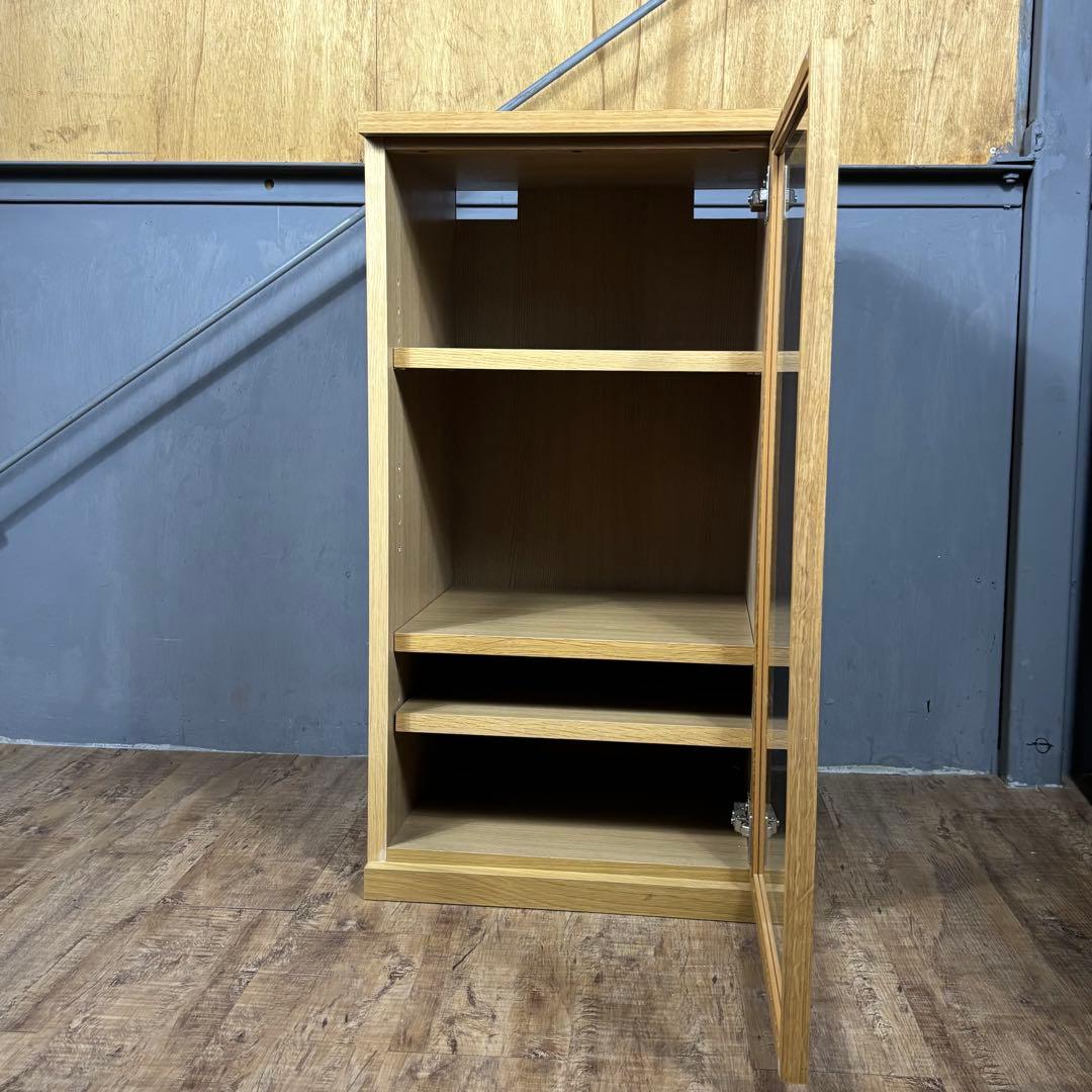 無印良品 木製キャビネット ガラス扉　スリムオーク材突板