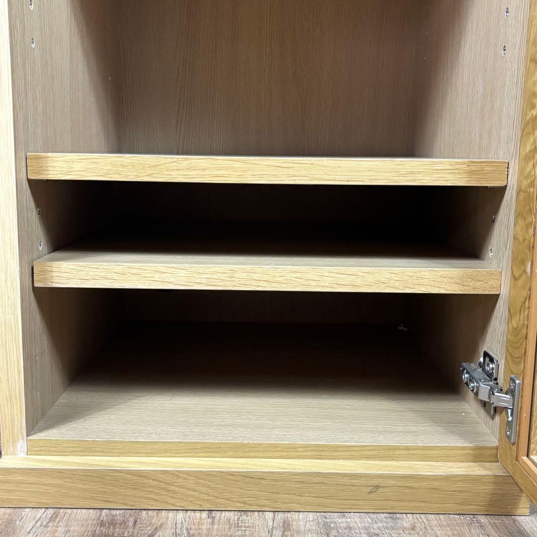 無印良品 木製キャビネット ガラス扉　スリムオーク材突板