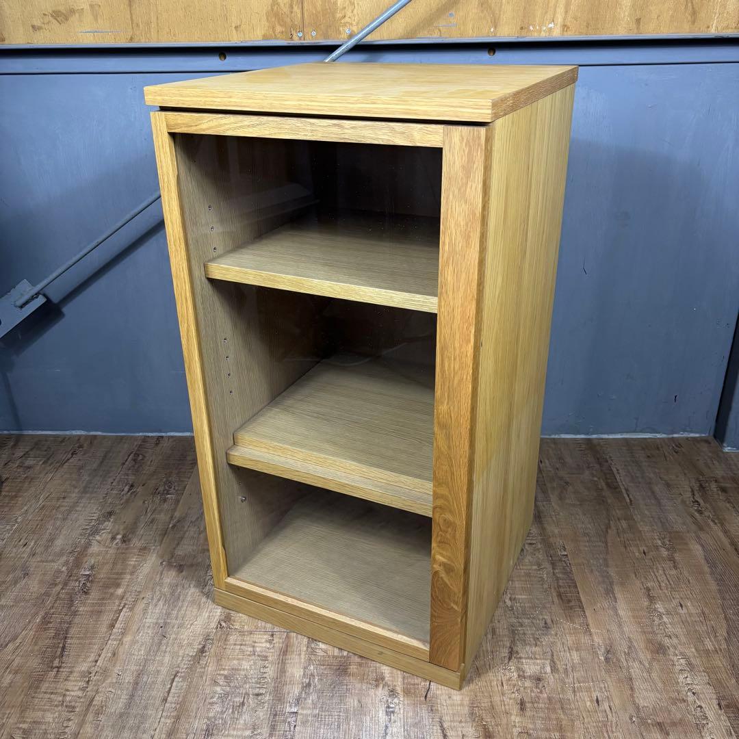 無印良品 木製キャビネット ガラス扉　スリムオーク材突板