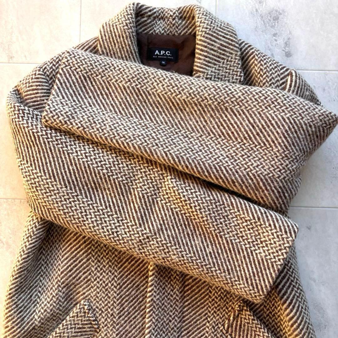 【A.P.C.】アーペーセー チェスターフィールドコート ヘリンボーン柄 36
