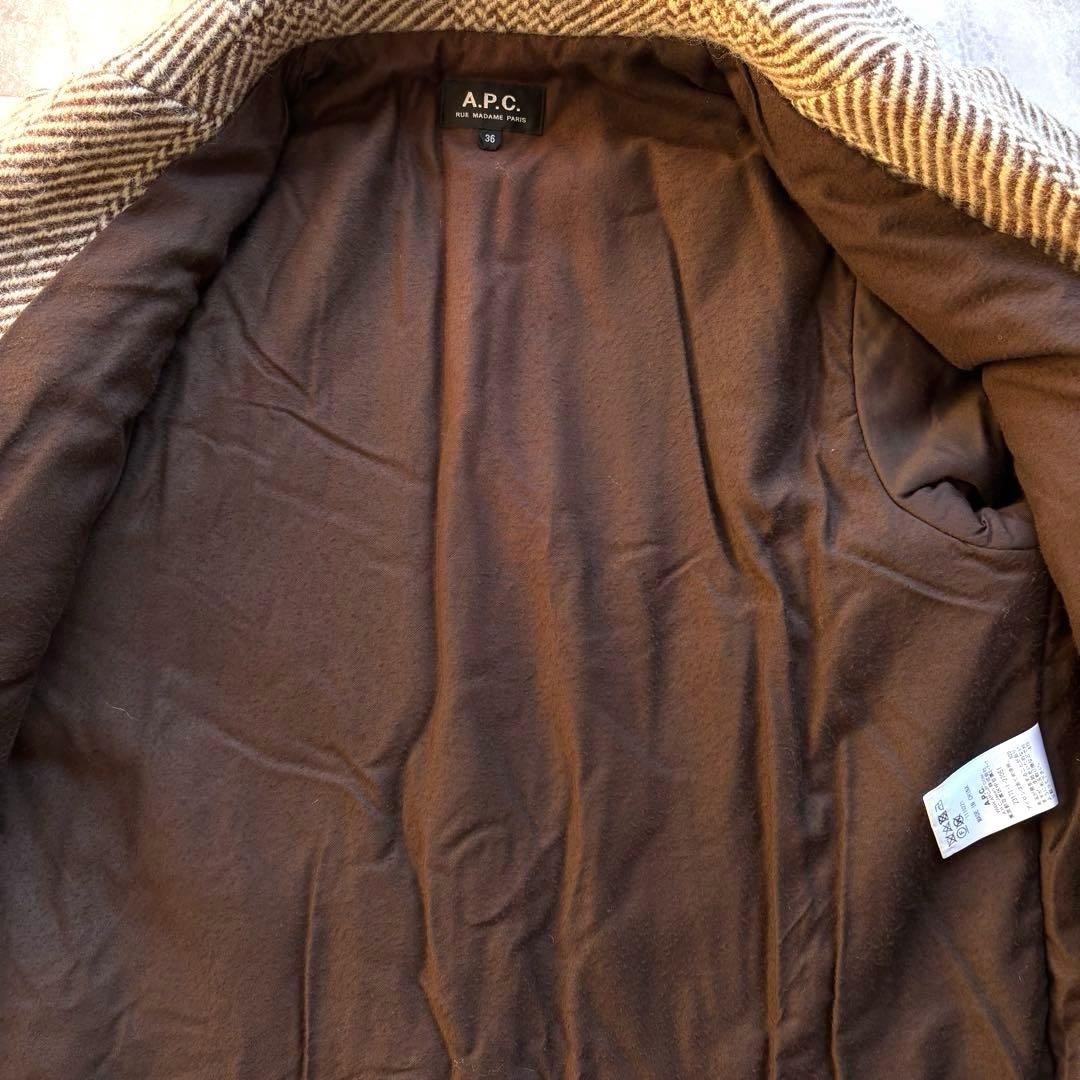 【A.P.C.】アーペーセー チェスターフィールドコート ヘリンボーン柄 36