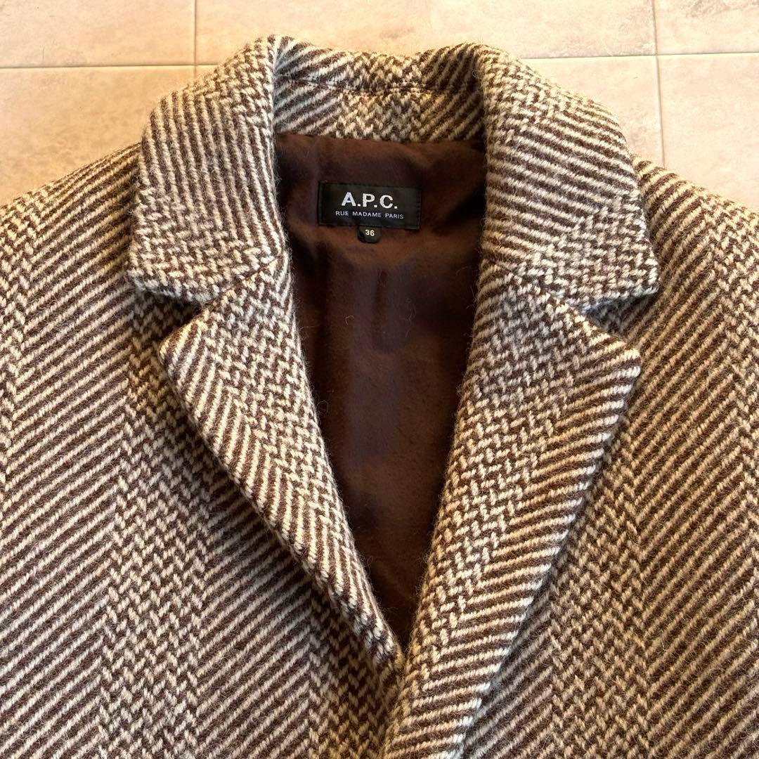 【A.P.C.】アーペーセー チェスターフィールドコート ヘリンボーン柄 36