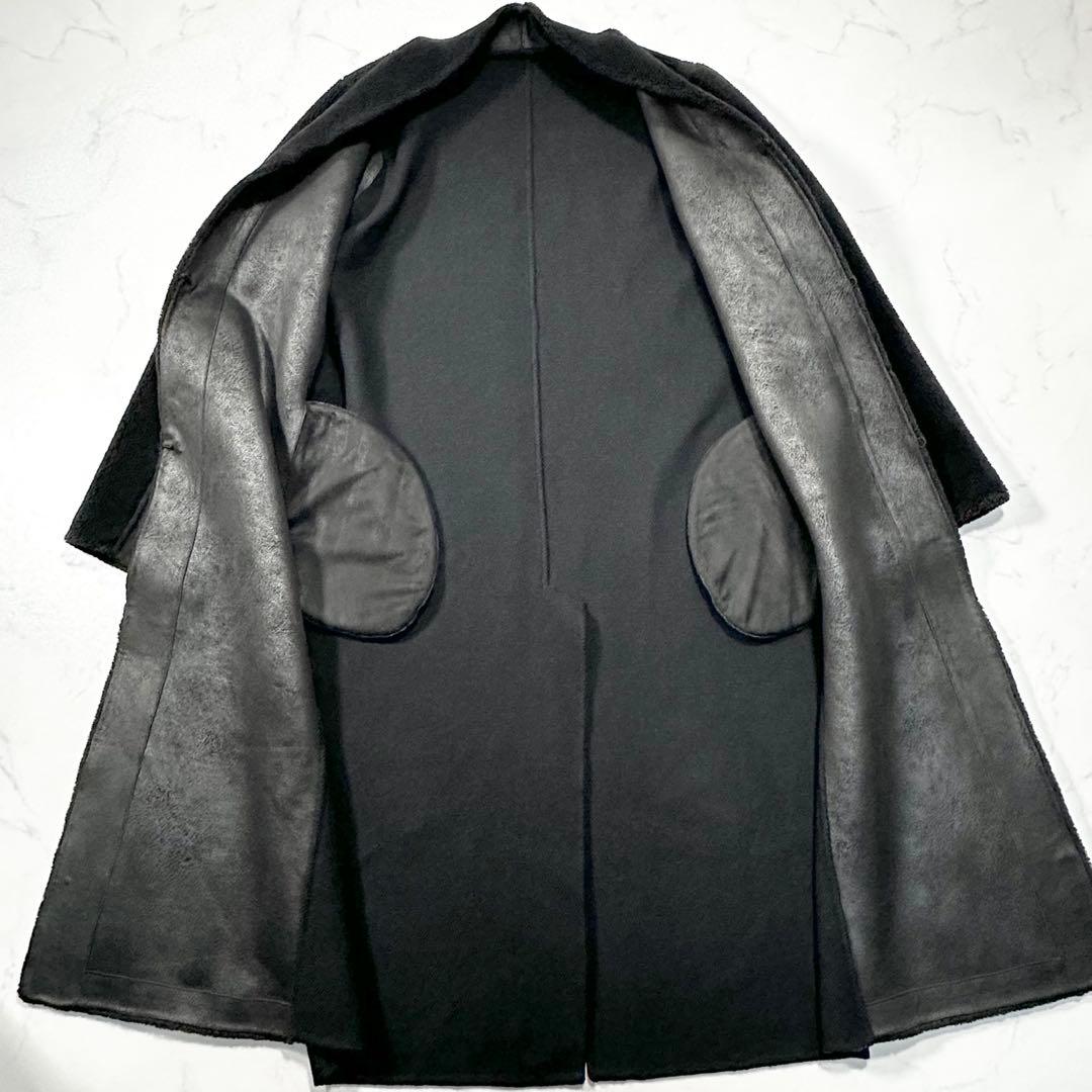 未使用級✨バジーレ28 ムートンロングコート ボア切替え ラム 現行タグ 黒9号