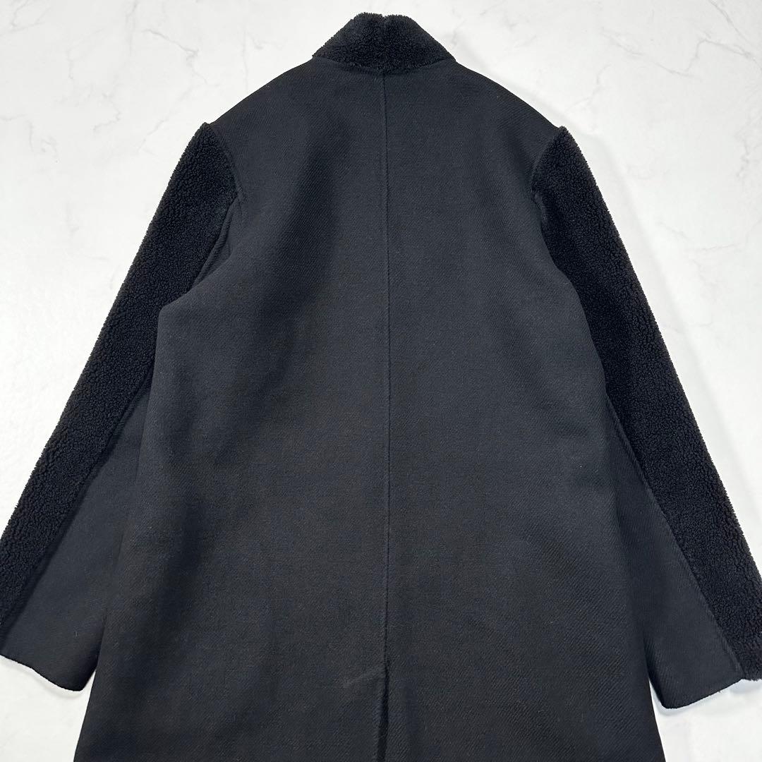 未使用級✨バジーレ28 ムートンロングコート ボア切替え ラム 現行タグ 黒9号
