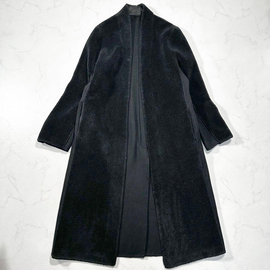 未使用級✨バジーレ28 ムートンロングコート ボア切替え ラム 現行タグ 黒9号