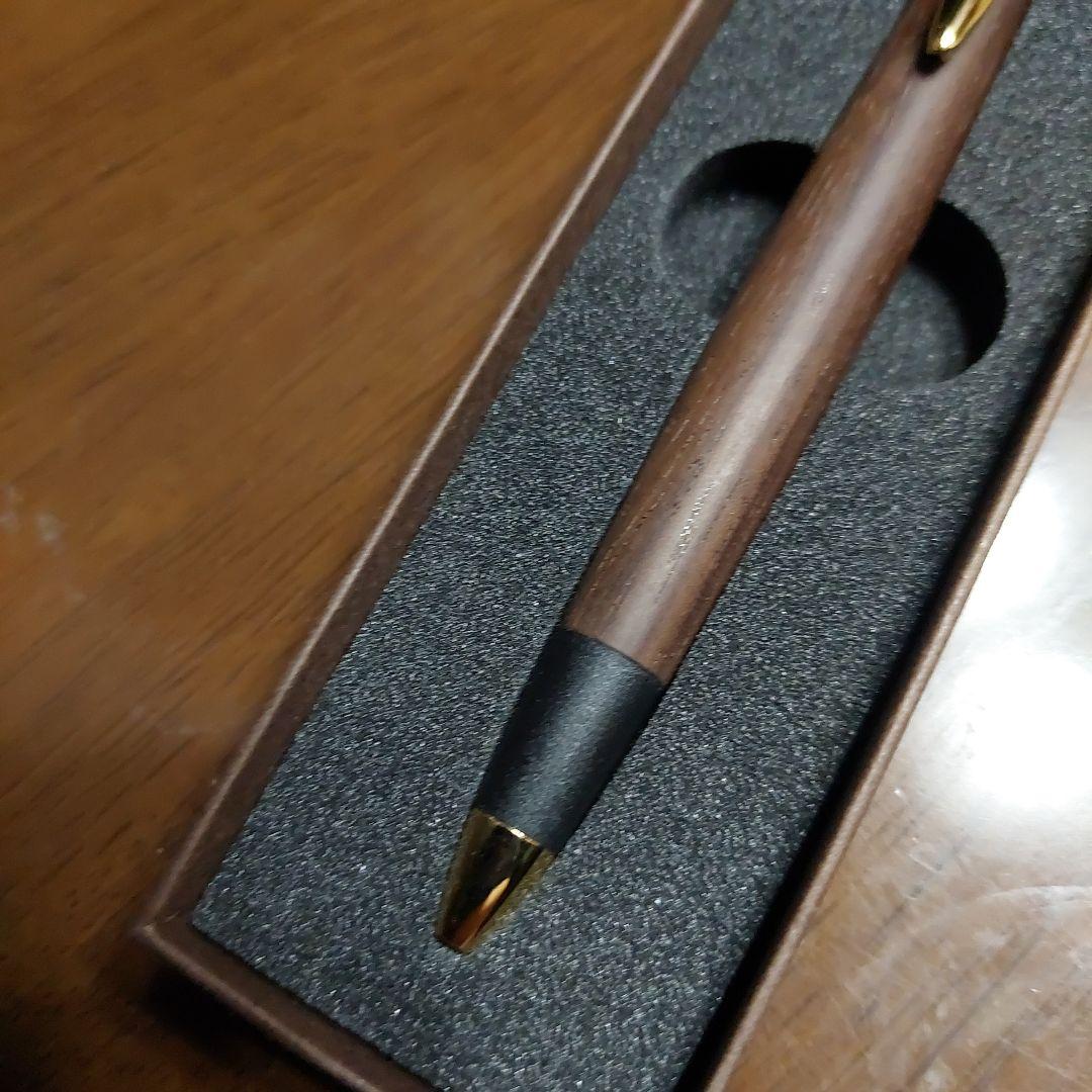 野原工芸似ボナン ほぼ新品　木製シャーペンン ゴールドクリップ　0.5mm