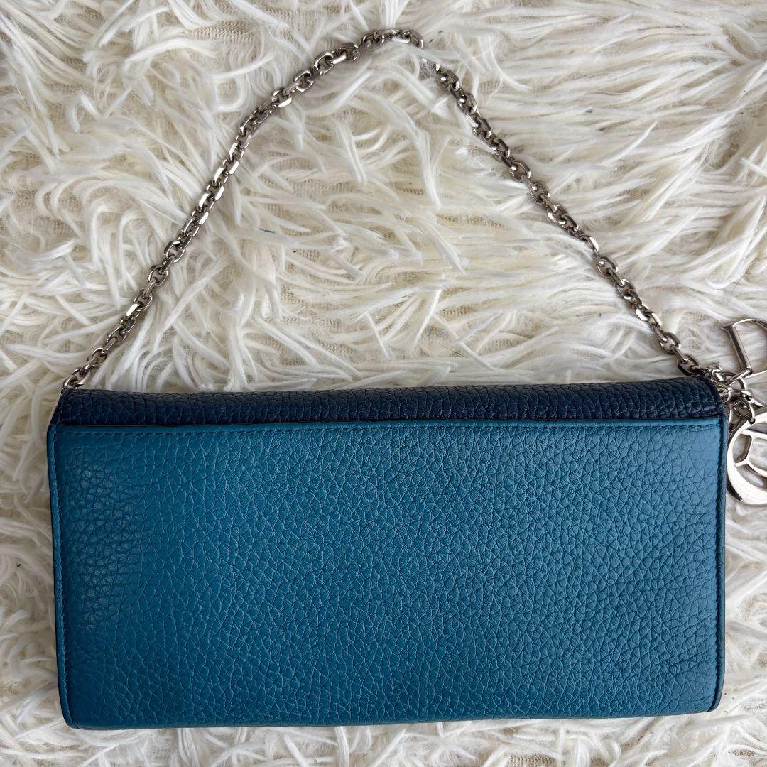 【超激レア 美品】ディオール　ディオリッシモ　チェーンショルダーウォレット　青