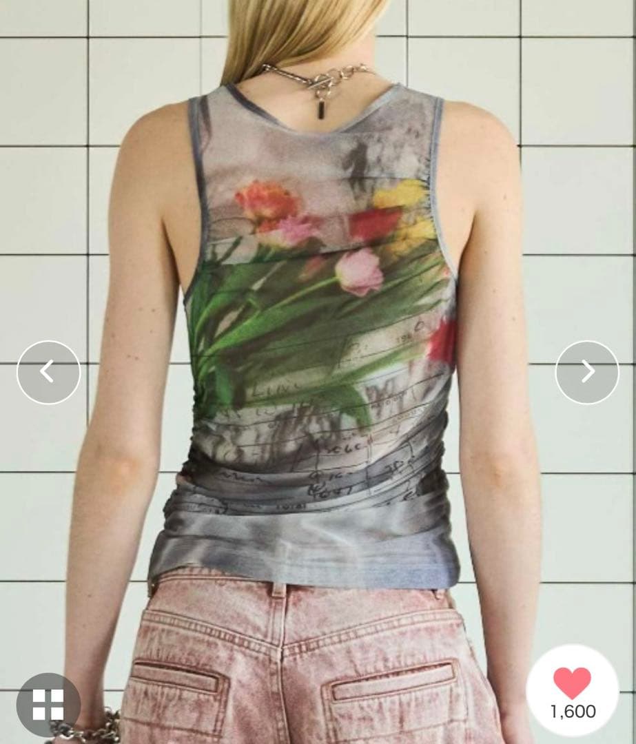 メゾンスペシャル チューリップギャザーメッシュタンクトップ