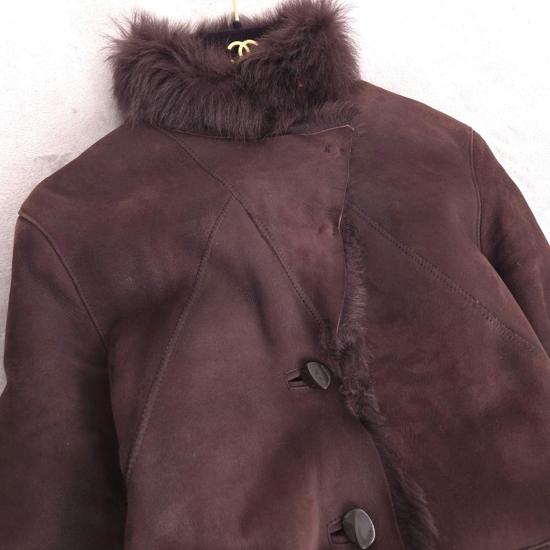 美品 リトルニューヨーク 高級 羊革 リアルファー ムートンコート ロング