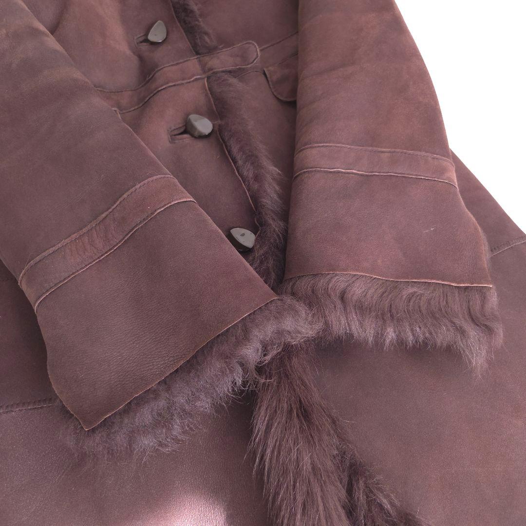 美品 リトルニューヨーク 高級 羊革 リアルファー ムートンコート ロング