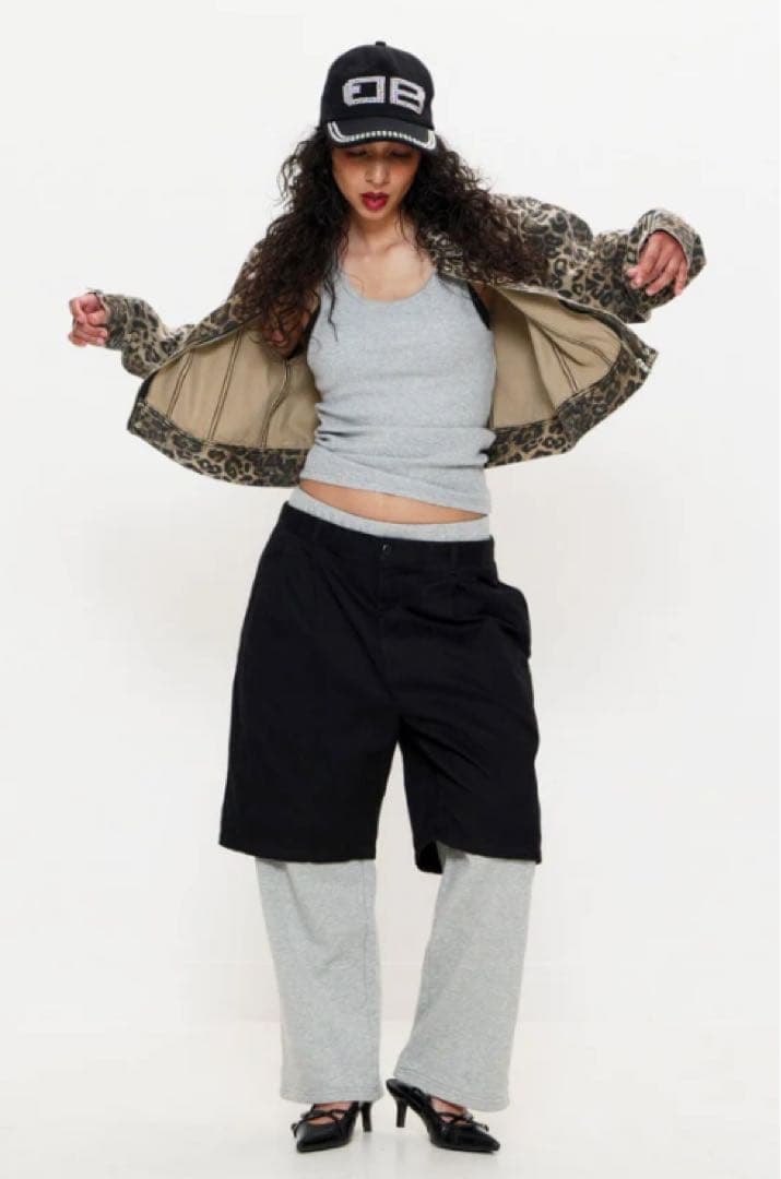 ヒョウ柄 クロップドデニムジャケット