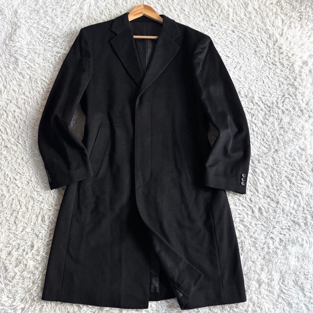 極美品　INTIMAGE カシミヤ100％　チェスターコート　黒　ブラック　A7