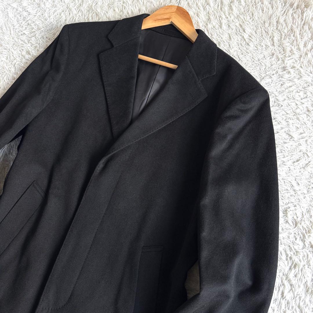 極美品　INTIMAGE カシミヤ100％　チェスターコート　黒　ブラック　A7