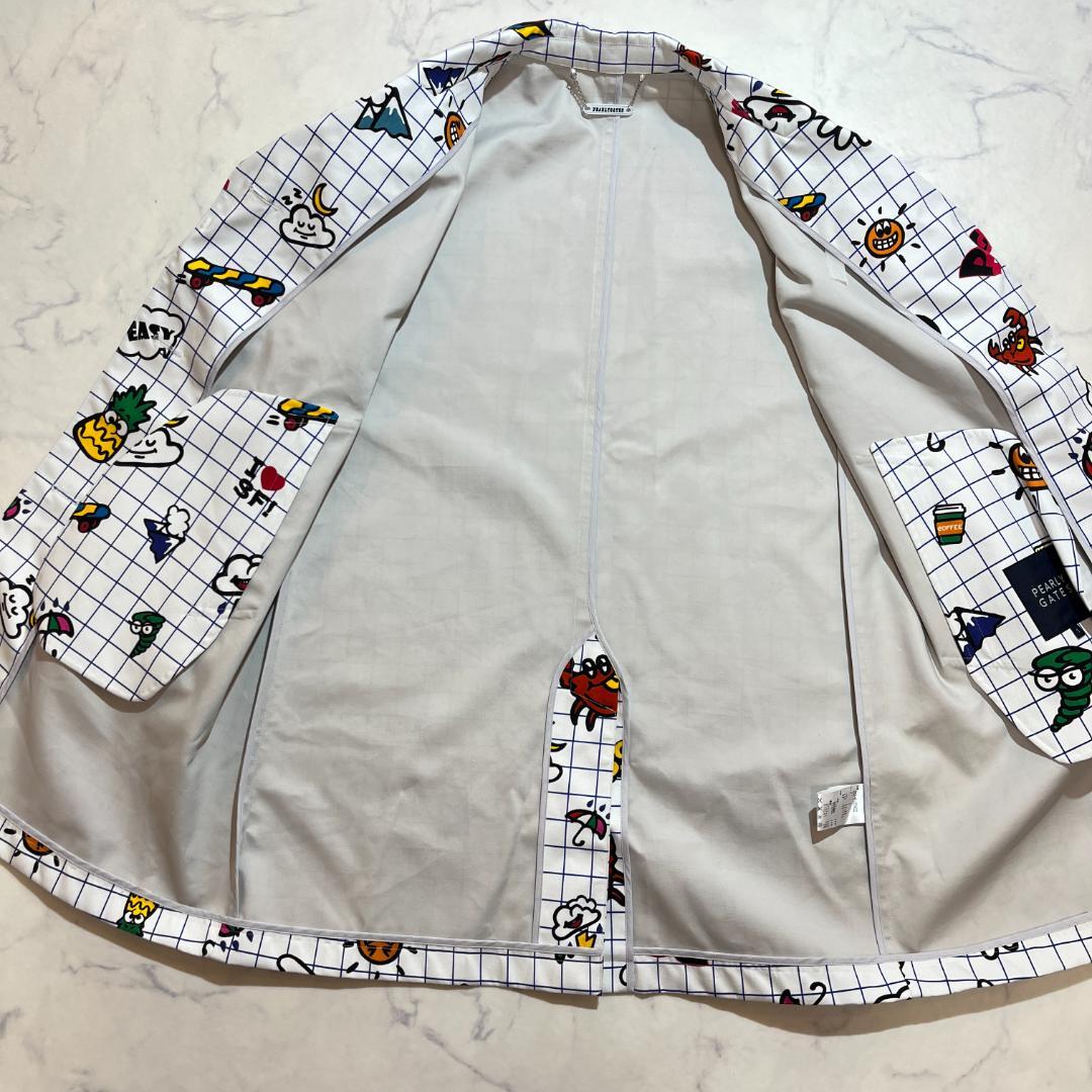 未使用★パーリーゲイツ 総柄プリントジャケットコート マルチカラー 白 1
